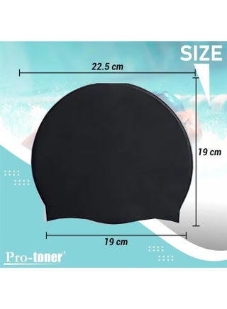 Silicone Swimming Cap, Unisex, MultiColour, One Size Fits All (Black)