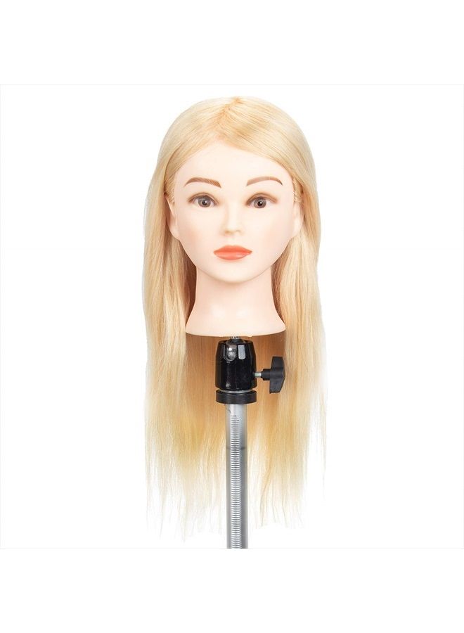 gexworldwide GEX 100% Blonde Human Hair Training Practice Head Styling Dye Cutting Mannequin Manikin Head Without Wig Clamp 613# (18") - Image 1