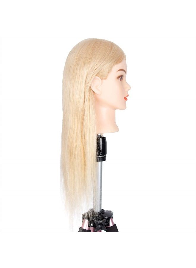 gexworldwide GEX 100% Blonde Human Hair Training Practice Head Styling Dye Cutting Mannequin Manikin Head Without Wig Clamp 613# (18") - Image 3