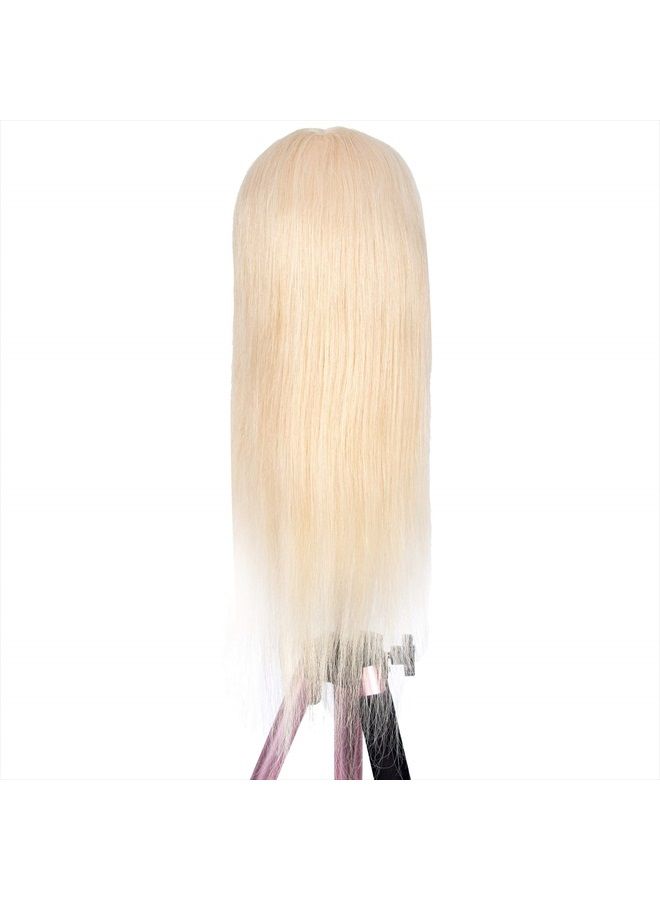 gexworldwide GEX 100% Blonde Human Hair Training Practice Head Styling Dye Cutting Mannequin Manikin Head Without Wig Clamp 613# (18") - Image 4