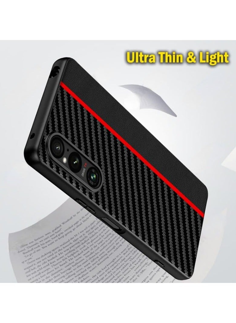 general Carbon Fiber Texture Leather Capa Compatible with Sony Xperia 1 V Case Cover Ultra Thin Shockproof Back Funda For Xperia 1 V - Image 2