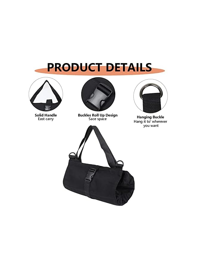 PROMASS Super Roll Tool Roll,Multi-Purpose Roll Up Tool Bag, Wrench Roll,Canvas Tool Organizer Bucket,Car First Aid Kit Wrap Roll Storage Case,Hanging Tool Zipper Carrier Tote,Car Camping Gear,Black  - Image 2