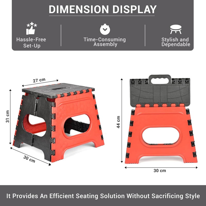 Homestic Homestic Stool Foldable Stool Collapsible Camping Chair Stool for OutdoorFishingHikingGardeningTravel Portable Stool Multipurpose Sitting Stool Small Red Black  - Image 3