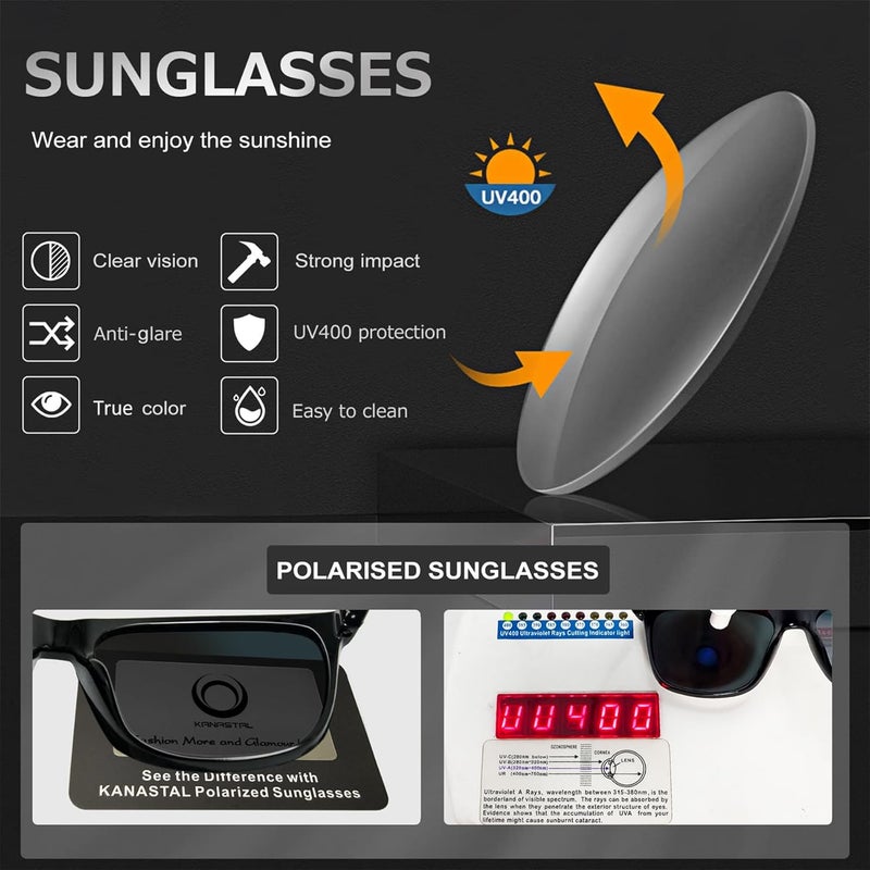 KANASTAL Polarized Sunglasses for Men Women, Classic Square Sports Sun Glasses Driving, Fashion Shades for Womens UV400 Protection Fishing Outdoor Cycling Activities - Image 5