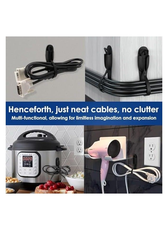 erorex Self-Adhesive Cable Retainer, Silicone Extension Cord Holders, Wire Organizer, for Organizing Home Office Desk appliances, TV, Car Wire, Cord Wrap Keeper, 8 Pcs, Grey and Black. - Image 4