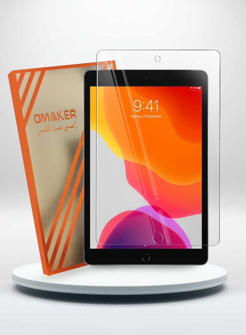 OMAKER واقي شاشة زجاجي مقوى عالي الدقة لجهاز Apple iPad 10.2 2021 و2020 و2019 مقاس 10.2 بوصة مضاد للانعكاس ومضاد للفقاعات وصلابة 9H 0.26 مم وحواف مستديرة وسهولة التركيب - Image 1