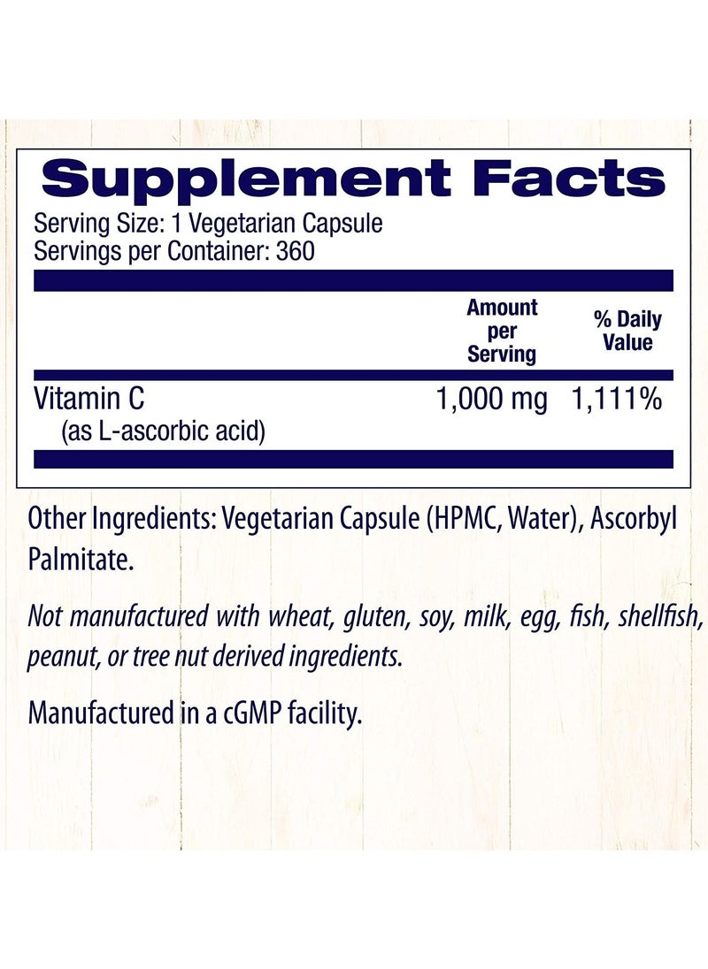 Healthy Origins Vitamin C High Potency Supports a Healthy Immune System 1000mg Dietary Supplement - 360 Veggie Caps  - Image 4