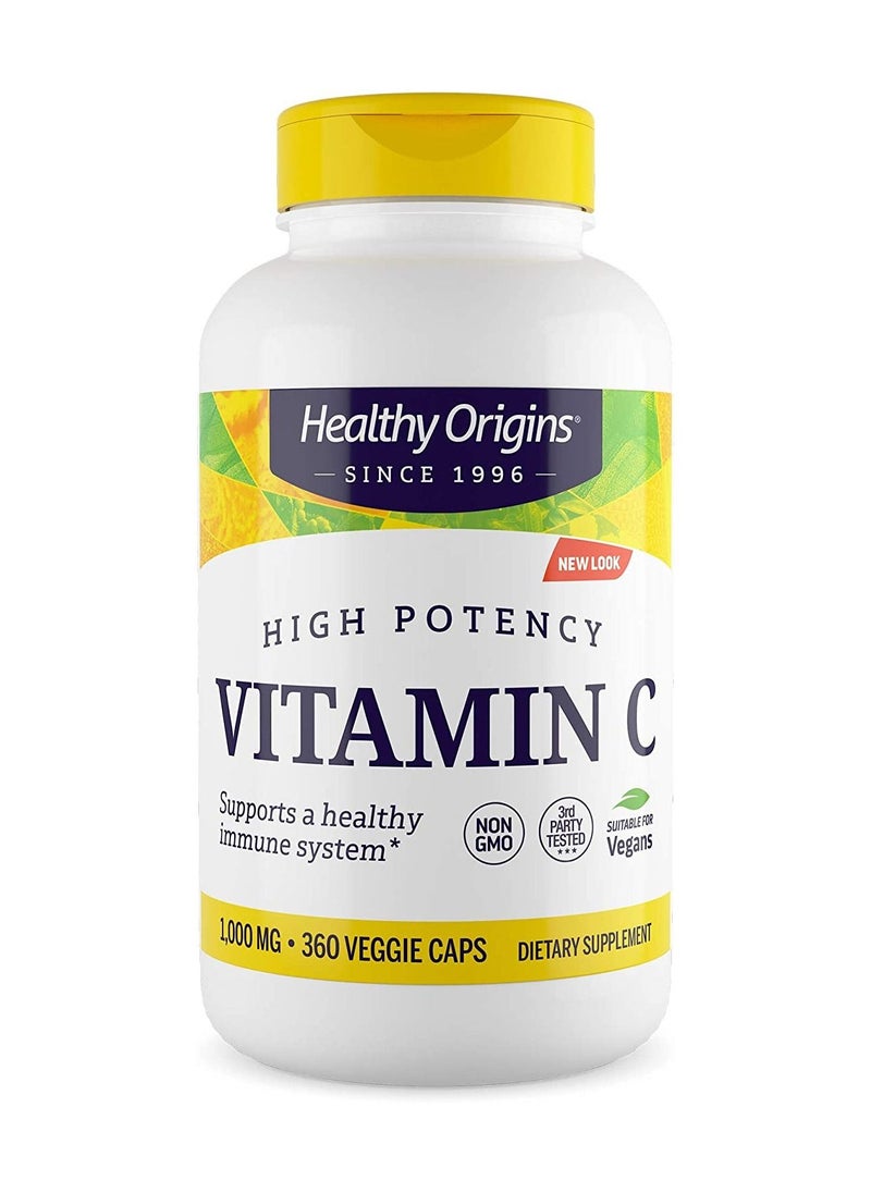Healthy Origins Vitamin C High Potency Supports a Healthy Immune System 1000mg Dietary Supplement - 360 Veggie Caps  - Image 1