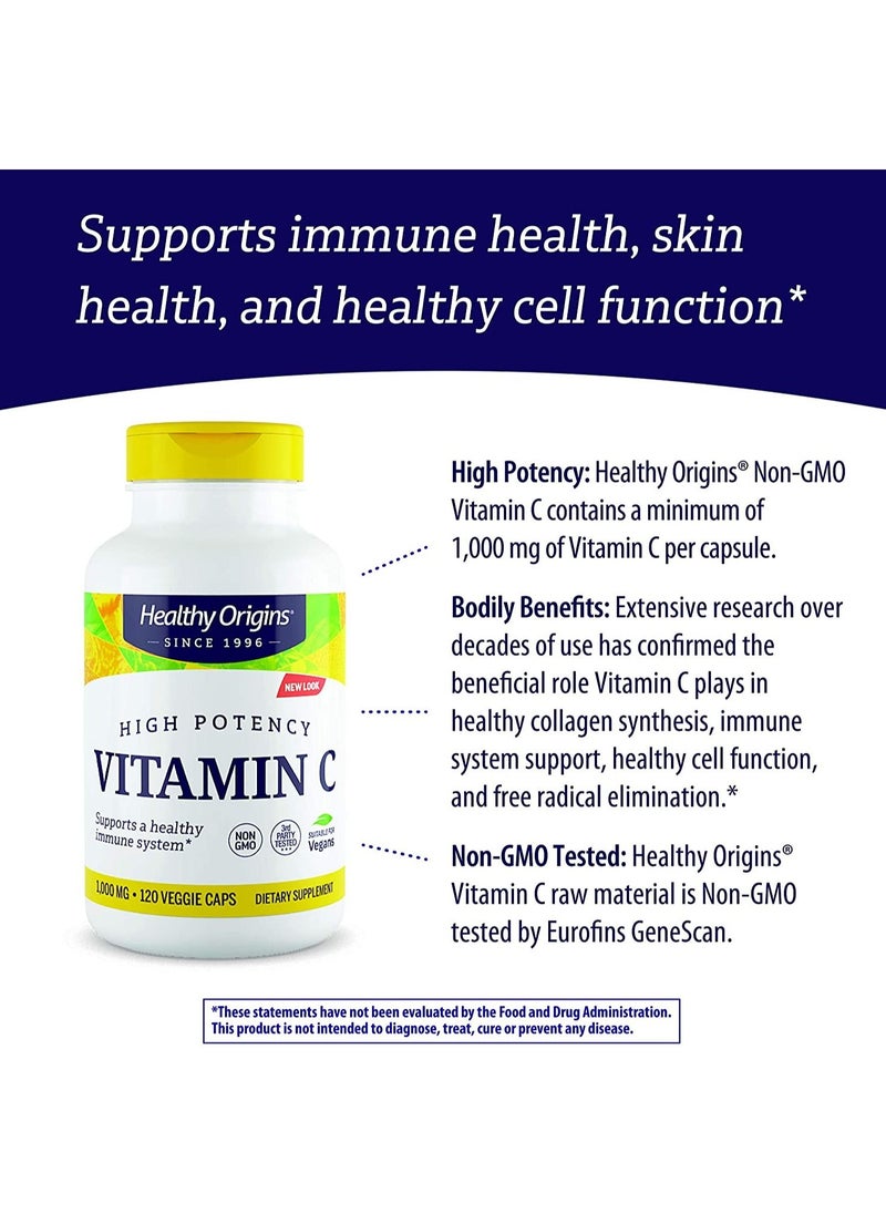 Healthy Origins Vitamin C High Potency Supports a Healthy Immune System 1000mg Dietary Supplement - 360 Veggie Caps  - Image 5