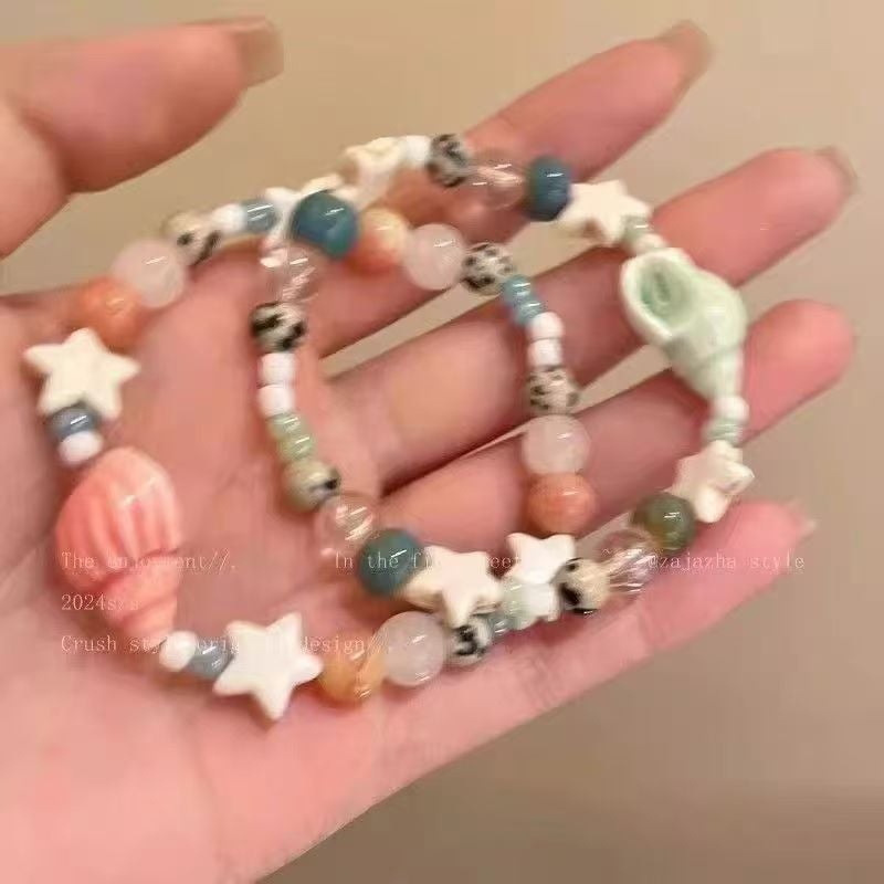 سوار خرز بنمط العطلات صدف البحر ونجمة للنساء، فاخر خفيف - Image 1