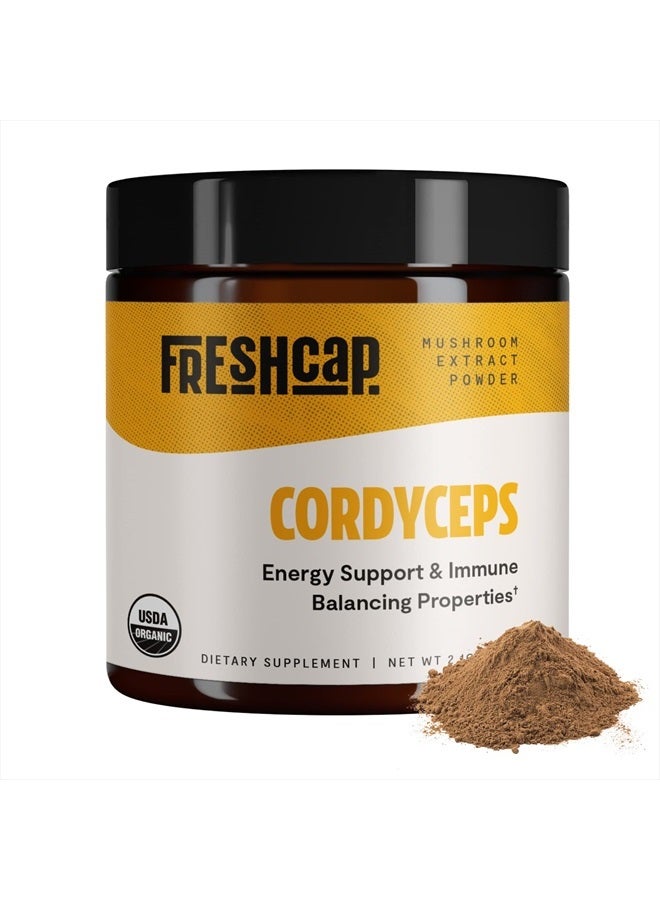 FreshCap Mushrooms FreshCap Organic Cordyceps Mushroom Extract Powder Supplement - for Energy, Exercise Performance & Endurance - Vegan, Pure Fruiting Body Extract - Add to Coffee/Tea/Smoothies - 2.1 Ounce (60g) - Image 1