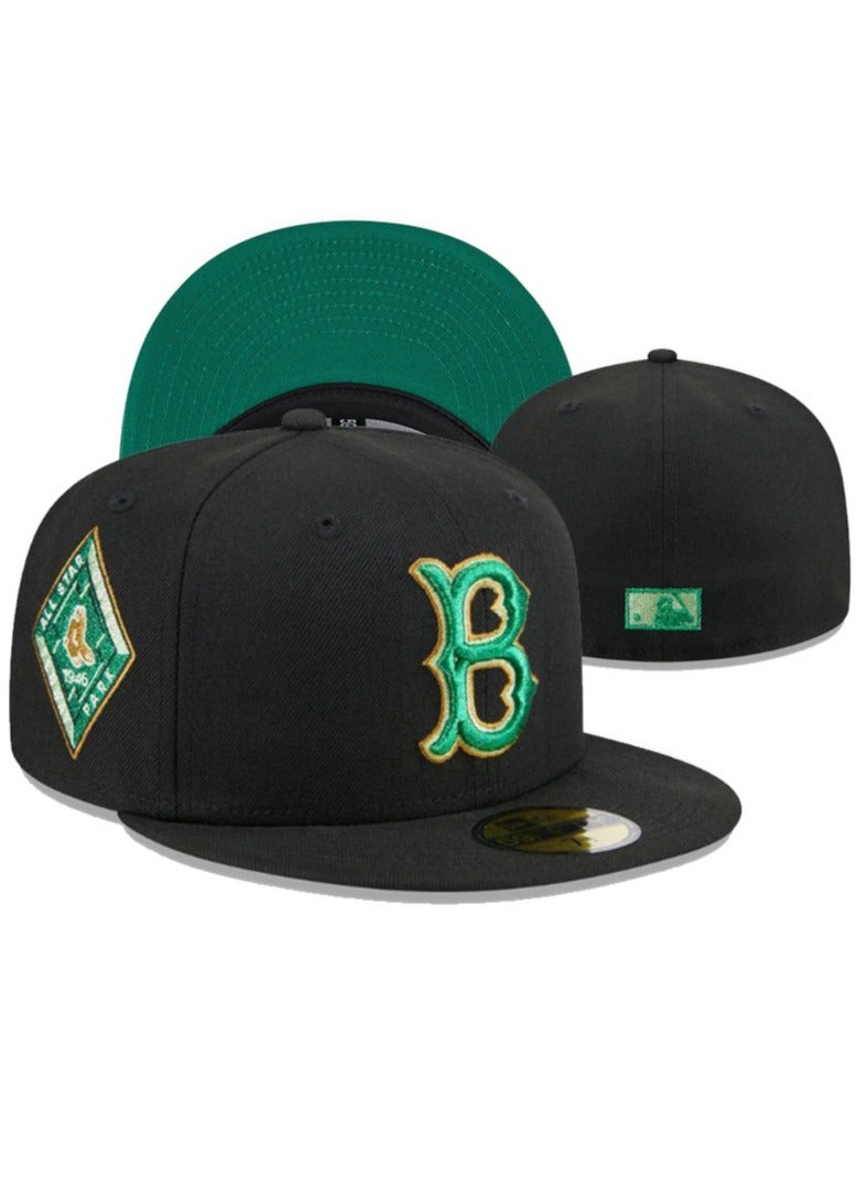 NEW ERA Boston Red Sox Baseball Cap, Green Logo Embroidery, Retro Trendy Style - 56.8cm 