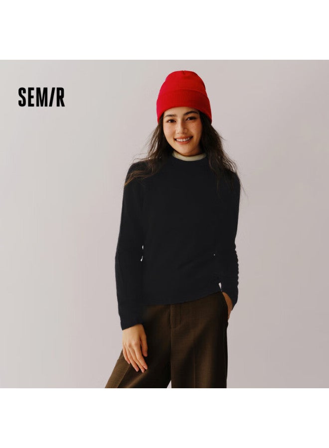 SEMIR Semir Meili Nu Solid Color Wool Sweater For Women, Winter New Style, Semi-turtleneck Base Layer, Machine Washable, 109724107001  - Image 1