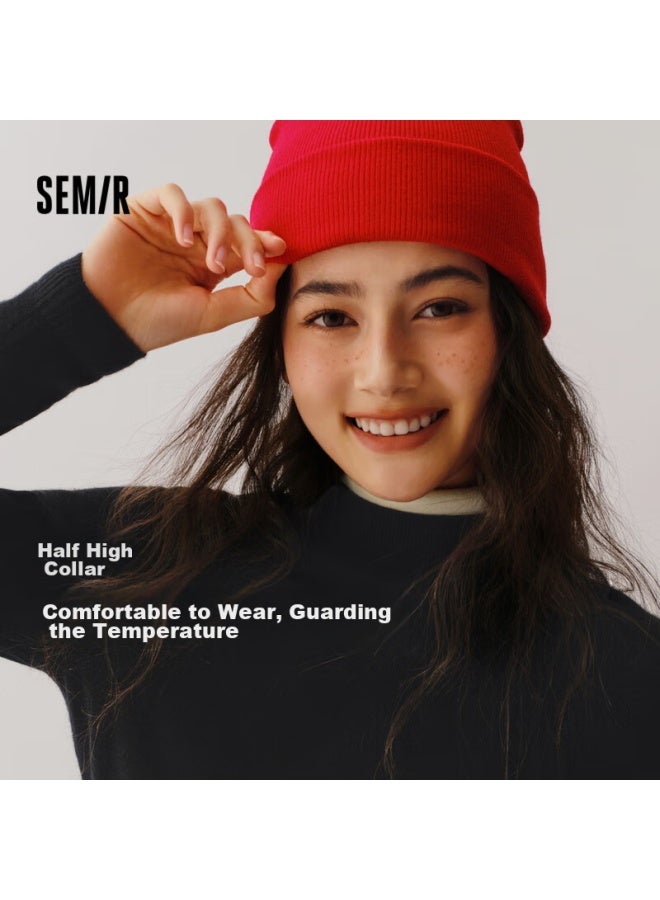SEMIR Semir Meili Nu Solid Color Wool Sweater For Women, Winter New Style, Semi-turtleneck Base Layer, Machine Washable, 109724107001  - Image 3