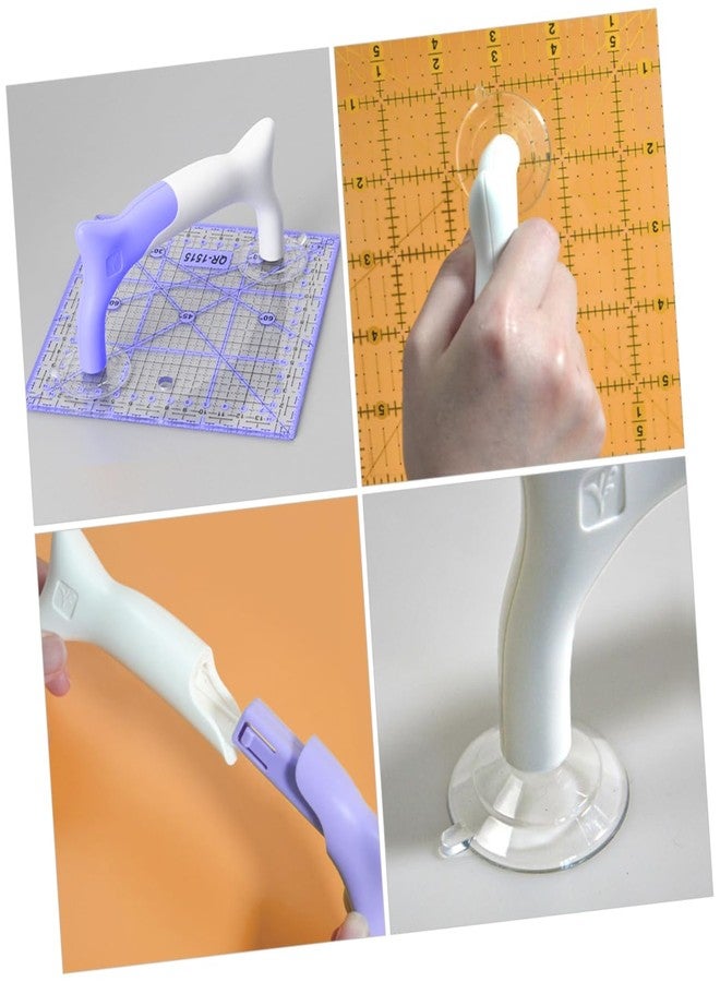 كالوري مقبض مسطرة خياطة KALLORY مع مقبض شفط وحامل قالب أداة مسطرة الخياطة لقص القماش بدقة وأمان، أدوات خياطة محمولة من مادة ABS PVC - Image 5