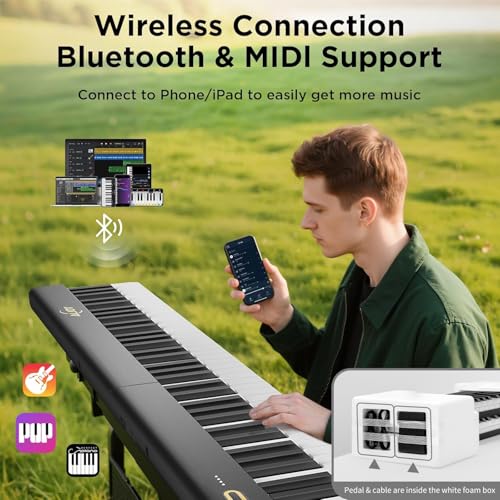 AiJoy 88 Keys Piano Keyboard with Magnetic Connection, ASP-10M Detachable Electric Piano for Beginners, Portable Digital Piano for Travel with Sensitive Keys, MIDI Support, Carry Bag - Image 4