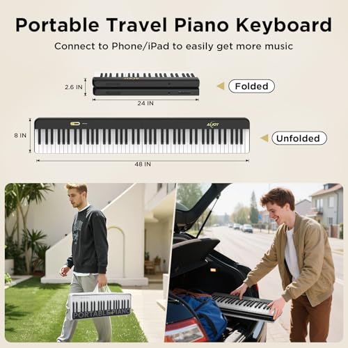 AiJoy 88 Keys Piano Keyboard with Magnetic Connection, ASP-10M Detachable Electric Piano for Beginners, Portable Digital Piano for Travel with Sensitive Keys, MIDI Support, Carry Bag - Image 5