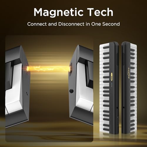 AiJoy 88 Keys Piano Keyboard with Magnetic Connection, ASP-10M Detachable Electric Piano for Beginners, Portable Digital Piano for Travel with Sensitive Keys, MIDI Support, Carry Bag - Image 3