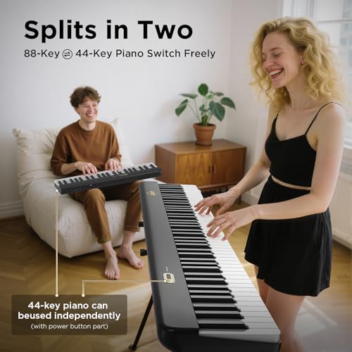 AiJoy 88 Keys Piano Keyboard with Magnetic Connection, ASP-10M Detachable Electric Piano for Beginners, Portable Digital Piano for Travel with Sensitive Keys, MIDI Support, Carry Bag - Image 2