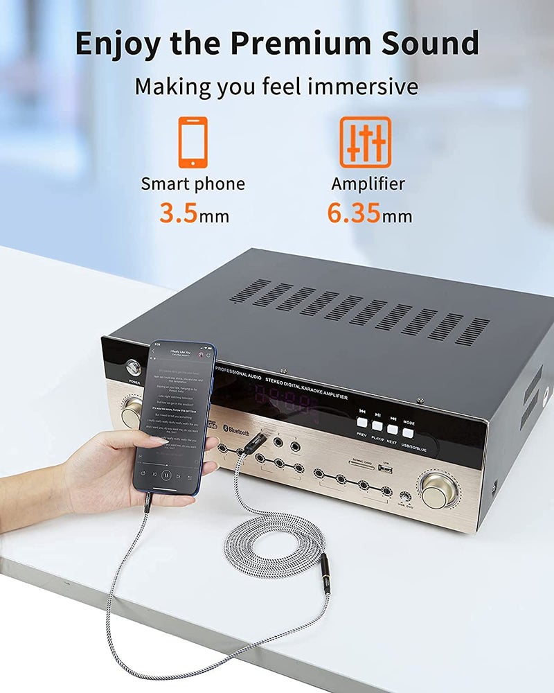 CableCreation 3.5 mm Jack to 6.35 mm Jack Cable 1FT, TRS 6.35 mm 1/4 Male to 3.5 mm 1/8 Female Stereo Jack Audio Adapter for Amplifier, Guitar, Piano, Laptop, Home Theater, Phone - Image 3