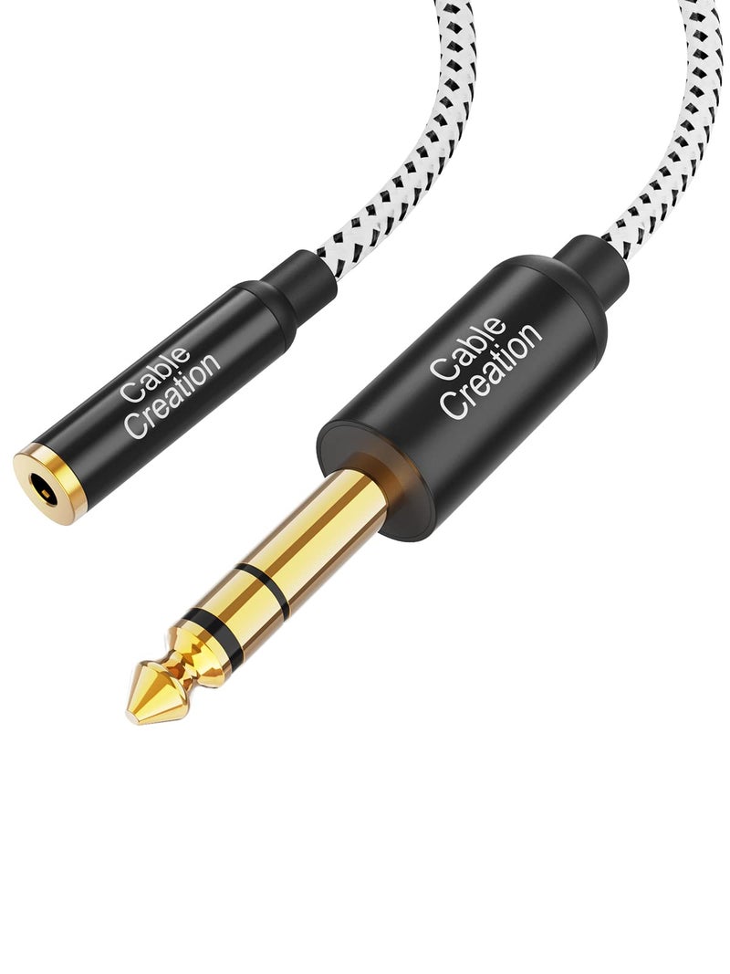 CableCreation 3.5 mm Jack to 6.35 mm Jack Cable 1FT, TRS 6.35 mm 1/4 Male to 3.5 mm 1/8 Female Stereo Jack Audio Adapter for Amplifier, Guitar, Piano, Laptop, Home Theater, Phone - Image 1
