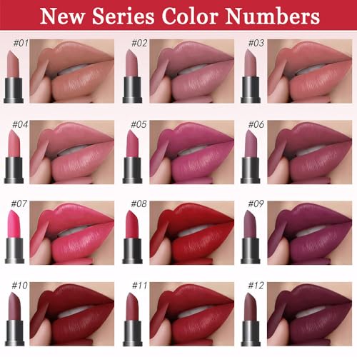 ORANOT 6 Pcs Nude Pink Dark Red Purple Wine Red Plum Matte Lipstick Set for Women Long Lasting Waterproof Moisturizing Lipsticks for Older Women 24 Hours Lip Stick Lip Stain Makeup Gift Kit,Lip Makeup Vegan - Image 2