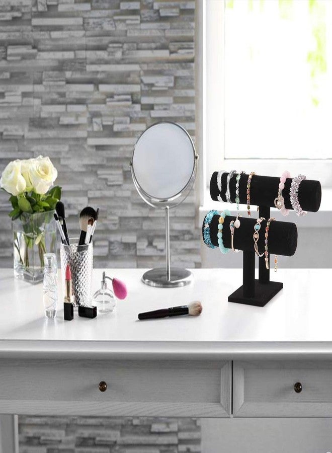 PowerKing 2 Tier Velvet Jewelry Stand Display, T-Bar Jewelry Organizer, Bracelet Holder for Bracelet Necklace Watch - Image 2