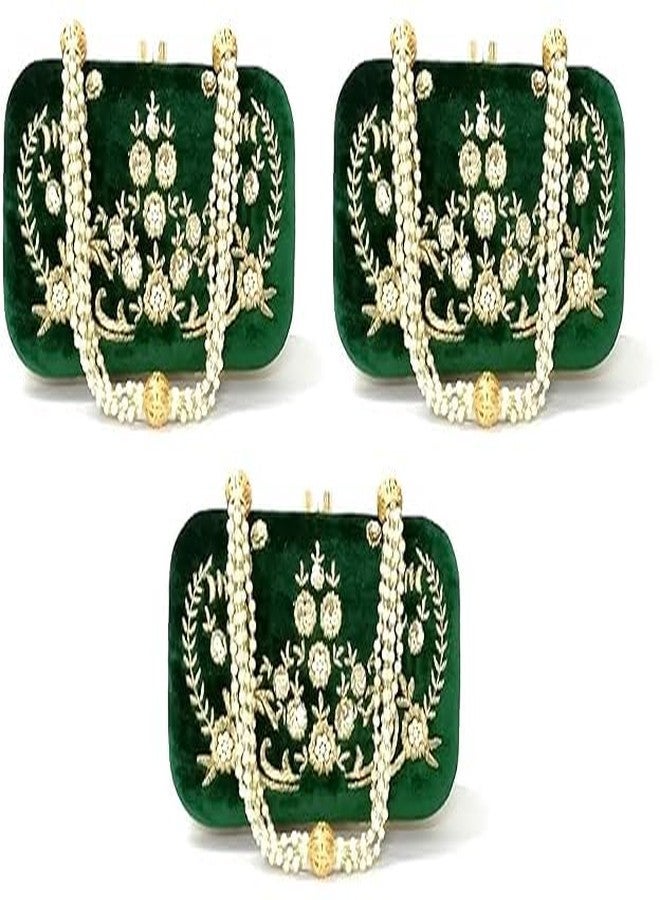 حقيبة يد نسائية مطرزة باللون الأخضر من دوقة (عبوة من 3 قطع)