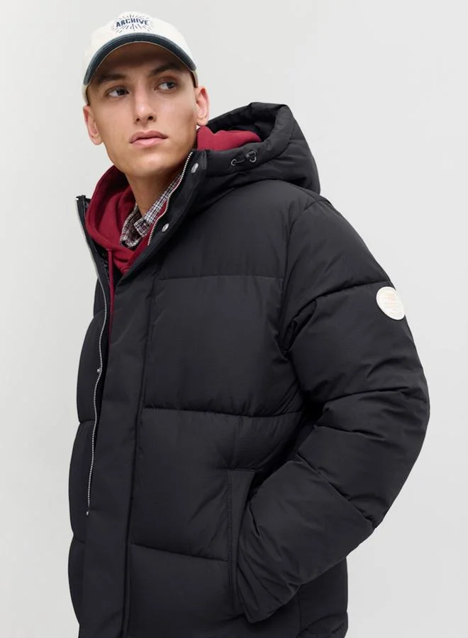 جاك اند جونز جاكيت منفوخ بسحَّاب غلق وياقة هودي