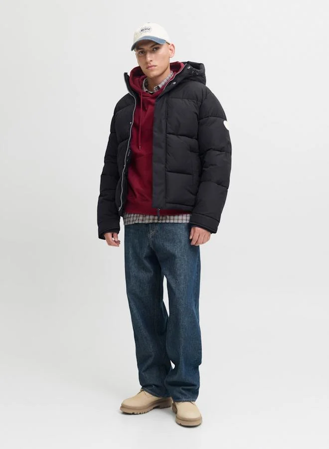 جاك اند جونز جاكيت منفوخ بسحَّاب غلق وياقة هودي