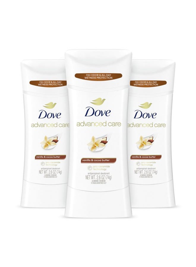 Dove Advanced Care Antiperspirant Deodorant Stick Vanilla & Cocoa Butter 3 Count Antiperspirant deodorant with Pro-Ceramide Technology 72-hour odor control and all-day sweat protection 2.6 oz - Image 1