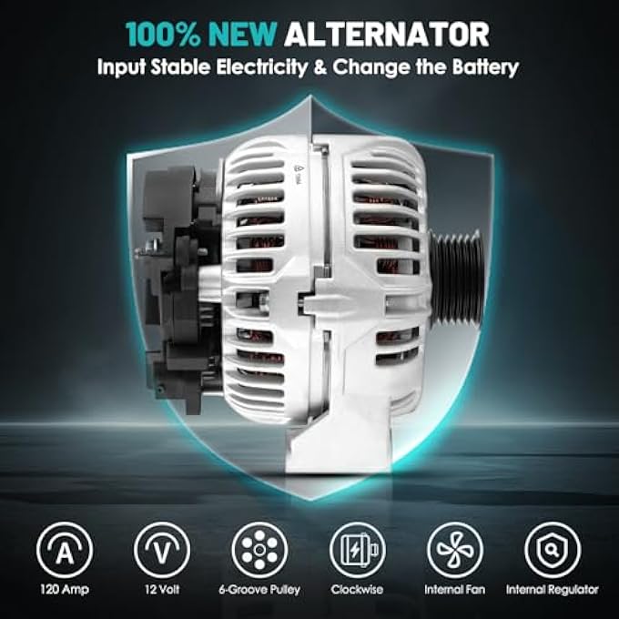 Farrme 13884 Car Alternators 120 Amp, 6-Groove Pulley Fit for Mercedes-Benz C240/C320 01-05, C32 AMG/SLK32 AMG 02-04, SLK320 01-04, CLK320/ML350 03-05, ML320 02-03, for Chrysler Crossfire 04-08 - Image 3