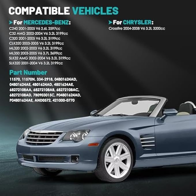 Farrme 13884 Car Alternators 120 Amp, 6-Groove Pulley Fit for Mercedes-Benz C240/C320 01-05, C32 AMG/SLK32 AMG 02-04, SLK320 01-04, CLK320/ML350 03-05, ML320 02-03, for Chrysler Crossfire 04-08 - Image 2