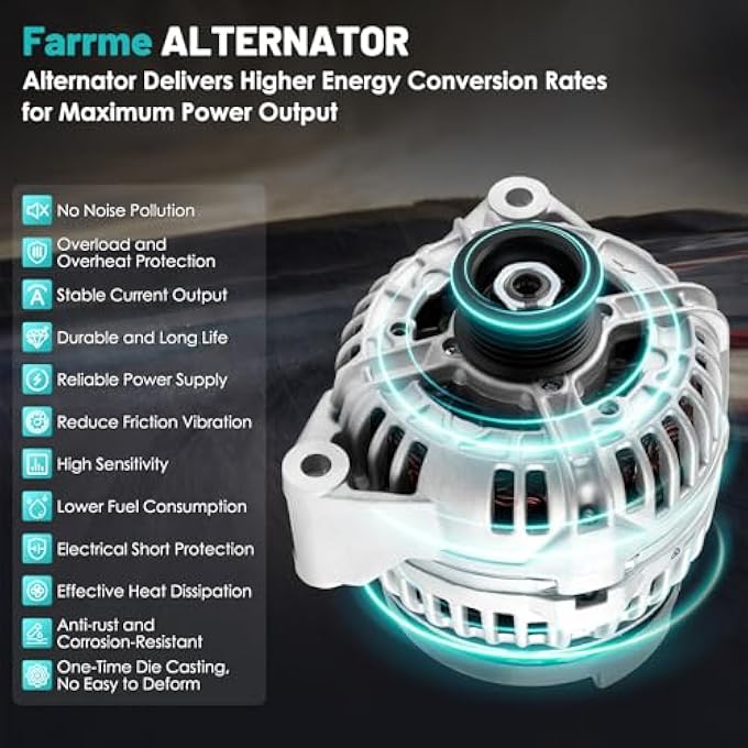 Farrme 13884 Car Alternators 120 Amp, 6-Groove Pulley Fit for Mercedes-Benz C240/C320 01-05, C32 AMG/SLK32 AMG 02-04, SLK320 01-04, CLK320/ML350 03-05, ML320 02-03, for Chrysler Crossfire 04-08 - Image 5