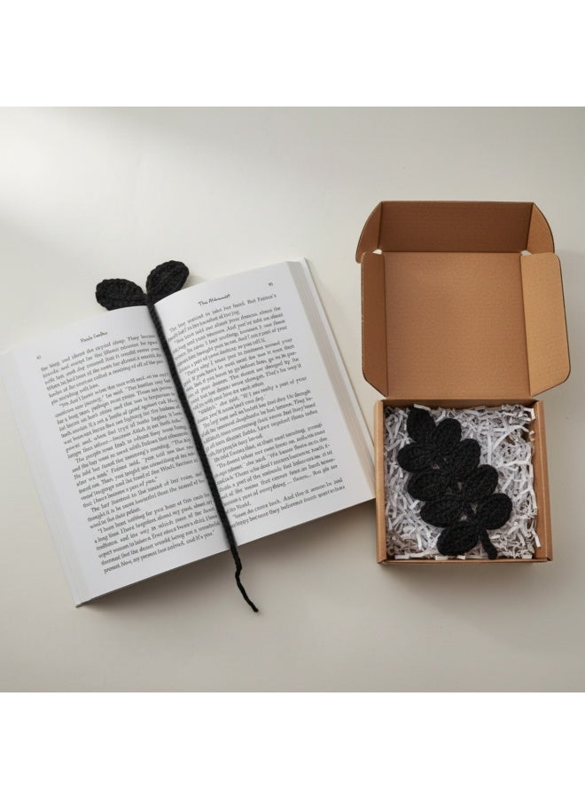 إشارة مرجعية مصنوعة يدويًا بالكروشيه بتصميم أوراق الشجر – إشارة مرجعية لطيفة من الخيوط، إكسسوار قراءة أنيق للكتب والهدايا - Image 3