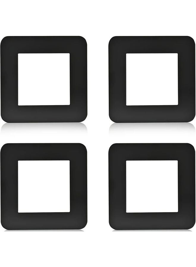 4pcs Black Self Adhesive Light Switch Covers Modern Minimalist 3D Frame Design - Image 1