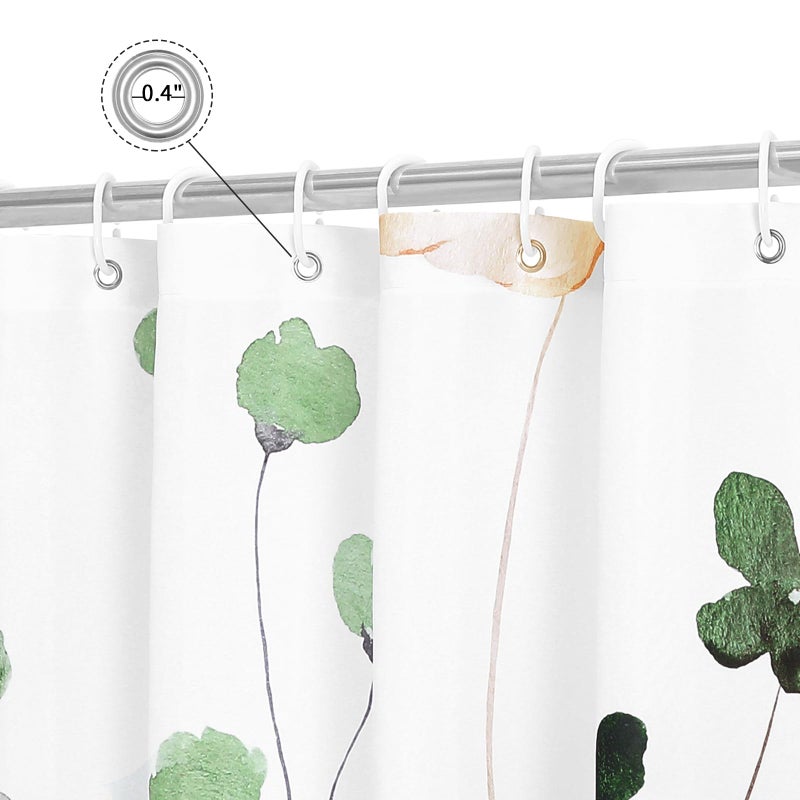 Gibelle Watercolor Floral Shower Curtain, Sage Green Beige Flower Shower Curtain for Bathroom, Modern Minimalist White Waterproof Fabric Shower Curtain Set 72x72 Inch - Image 4