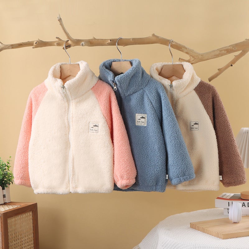 Cloud Velvet Warm Thickened Coat For Boys And Girls Fleece-Lined Zipper Cardigan Sweet Home Wear Can Be Worn Outside - Image 2