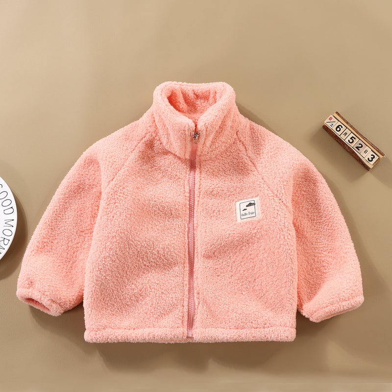 Cloud Velvet Warm Thickened Coat For Boys And Girls Fleece-Lined Zipper Cardigan Sweet Home Wear Can Be Worn Outside - Image 3