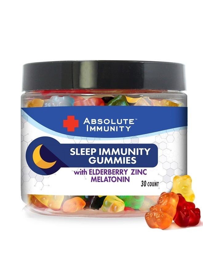 Absolute Nutrition - Absolute Immunity- Zinc and Elderberry Sleep Gummies with Melatonin, Helps with Occasional sleeplessness, Immune System Support, Adults and Kids 30ct - Image 1