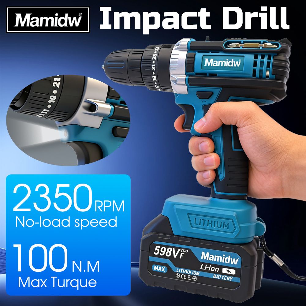 Cordless Drill 18V Battery Compatible Power Drill 25 Plus 3 Torque Precision Steel Chuck Locking Infinite Speed Switch Compact Handheld Drill For Diy Home Repair Woodworking Gift For Him And Without Battery