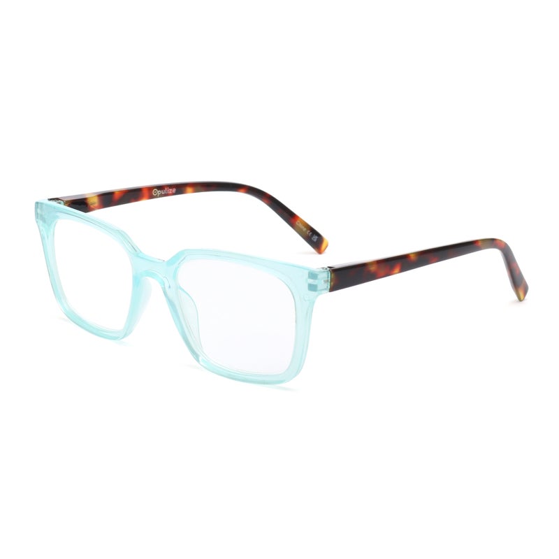 OPULIZE KOI Reading Glasses for Women Men,Scratch Resistant Large Rectangular frame with spring hinges, Aqua +2 (Pack of 1) - Image 2