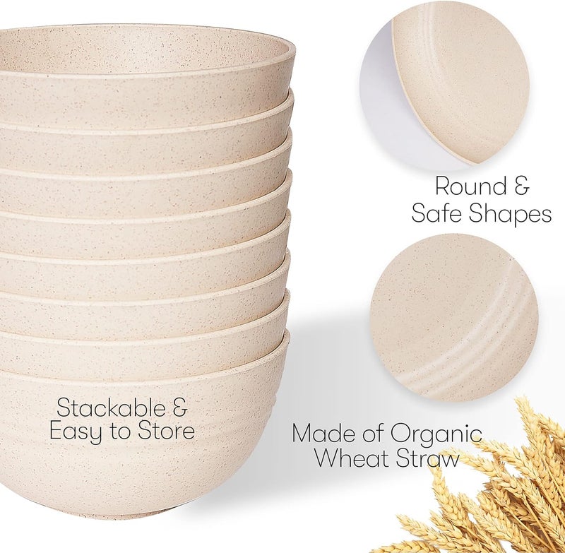 SWEVEN Wheat Straw Dinnerware Sets | Unbreakable Dinnerware Sets | Dishwasher Microwave Safe Dinnerware | Eco Friendly Non Breakable Dinnerware Sets | RV Outdoor Camping (Beige, Service for 8 (32 pcs)) - Image 4