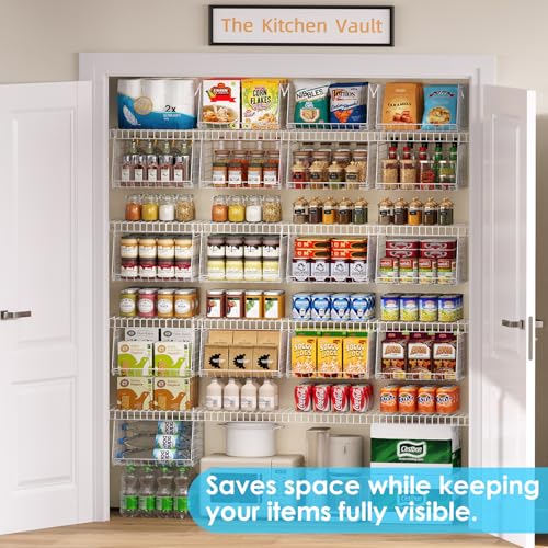 Jsskeeim 3-Pack Under Shelf Hanging Baskets with 360° Rotating Hooks - Space Saving Pantry Shelf Organizer for Kitchen Storage, Foldable Small Space Solutions for Pantry Organization, White - Image 5