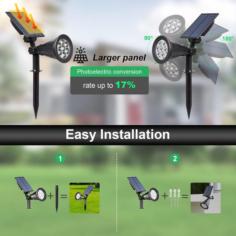 T-SUNUS أضواء سبوت لايت شمسية RGB للمناظر الطبيعية في الهواء الطلق، مقاومة للماء IP55، تتغير ألوانها، قابلة للتعديل للإضاءة في الفناء، أضواء جدارية، تعمل تلقائيًا، للإضاءة على الممرات والحدائق، مناسبة للهالوين، عبوة من 2 - Image 5