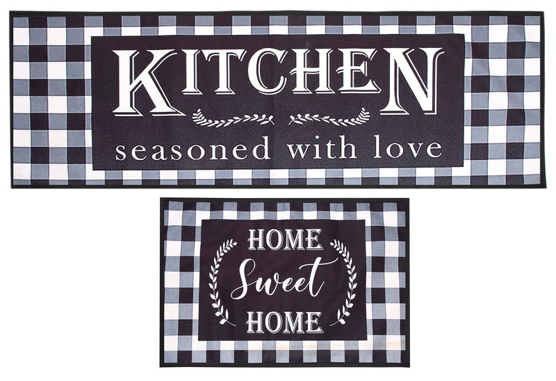 AAZEEM Polyester Kitchen Floor Mat & Runner with Anti Skid Backing, Set of 2 (45 X 135 & 45 X 60 Cm),Silver - Image 3