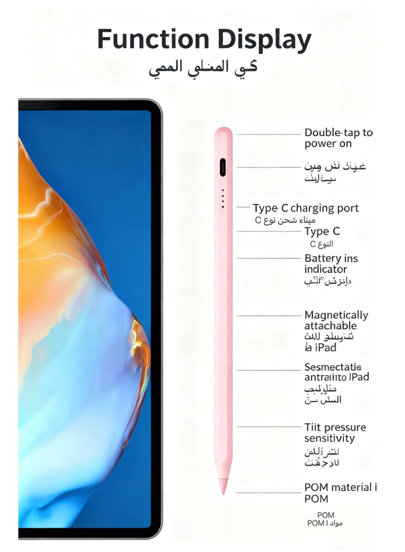 Altrone Stylus Pen for iPad 2018–2025 [Fast Charging | Tilt Sensitivity | Palm Rejection] Compatible with iPad 11/10/9/8/7/6, Air 7/6/5/4/3, Pro 13”/12.9”/11”/M4, Mini 7/6/5, (Rose Pink)) - Image 2