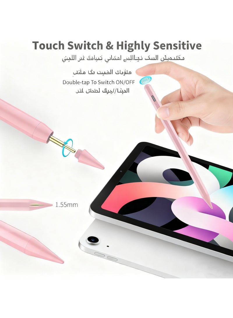 Altrone Stylus Pen for iPad 2018–2025 [Fast Charging | Tilt Sensitivity | Palm Rejection] Compatible with iPad 11/10/9/8/7/6, Air 7/6/5/4/3, Pro 13”/12.9”/11”/M4, Mini 7/6/5, (Rose Pink)) - Image 3