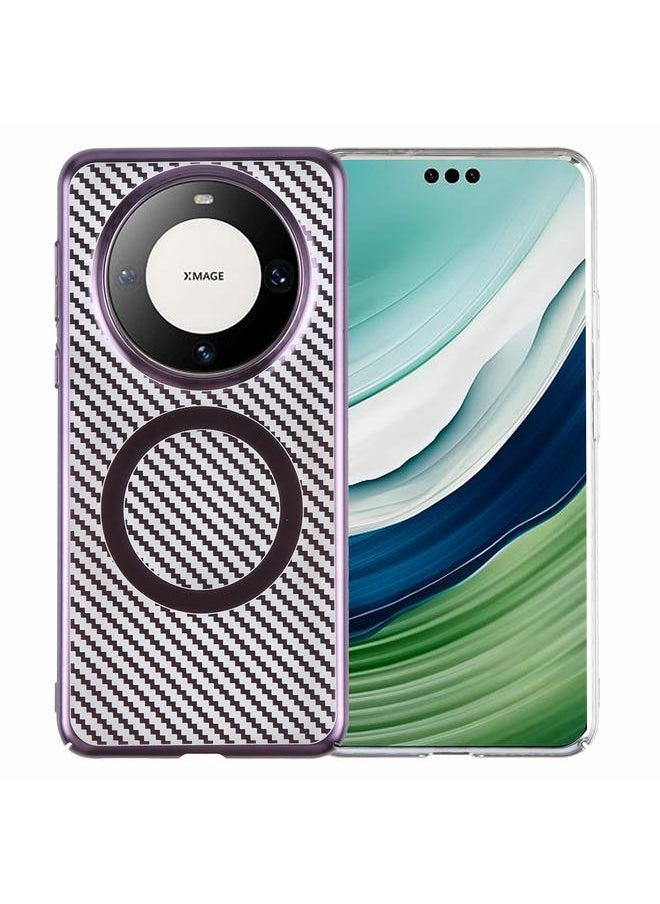 erorex - For Huawei Mate 60 6D Plated Carbon Fiber Clear Magsafe PC Phone Case(Aurora Purple) - Image 1
