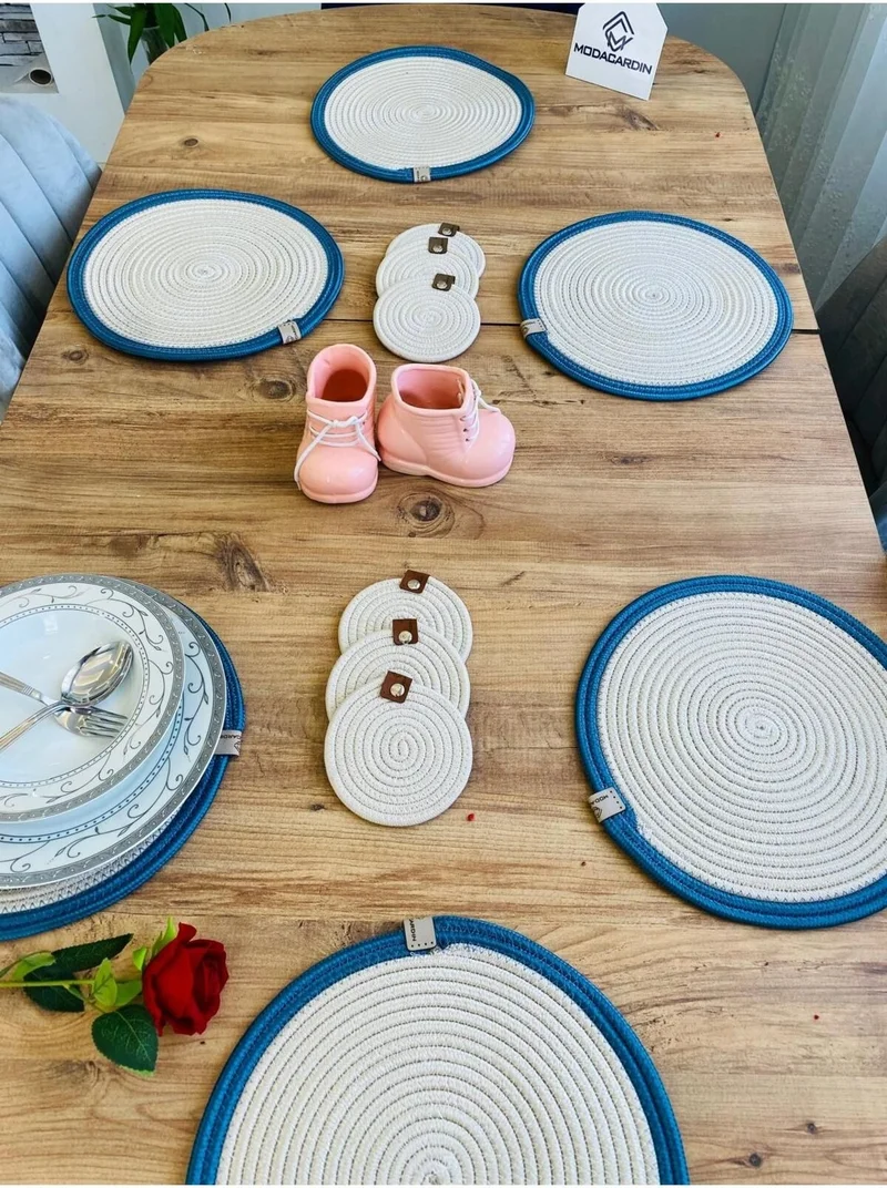 بدز ديري BDZ Leather Jute Wicker American Service Plate and Coasters 12 Pieces
